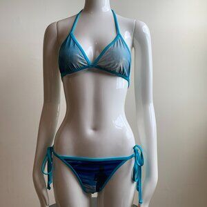 Aaron Chang Surfer wave navy reversible photo print bikini